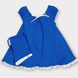 Omi Jo Sz 3 HTF French Blue Dot Simple Tunic & Blooms Shorts Set